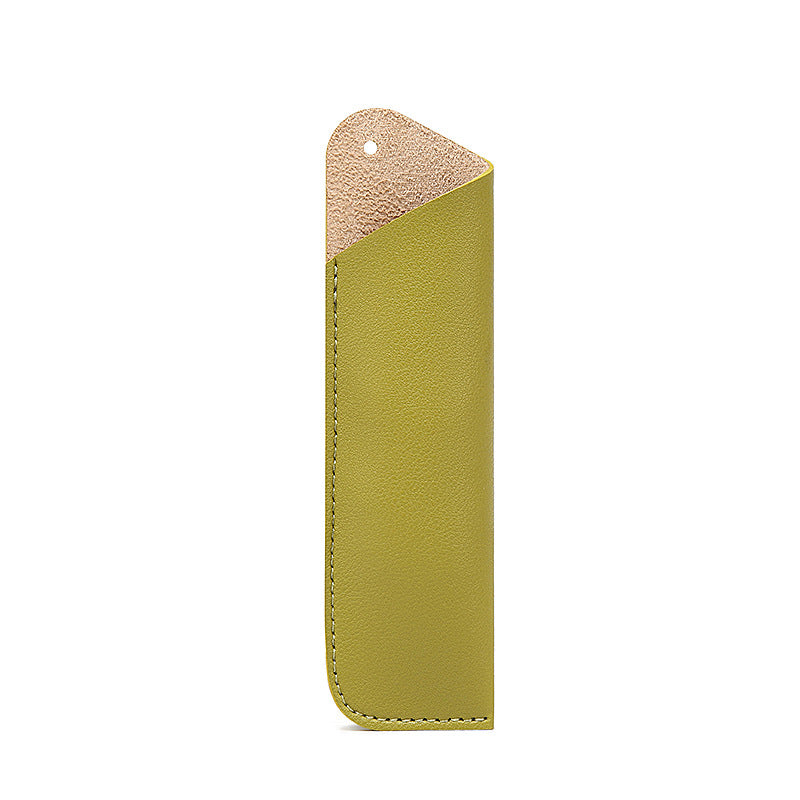 Wholesale PU Leather Creative Simple Pen Protective Cover Diy Student Solid Color Pencil Bag